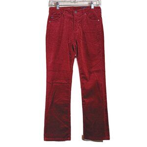 AG Adriano Goldschmied Jodi Crop Velvet Jeans Womens 27 Ruby Rouge Slim Flare